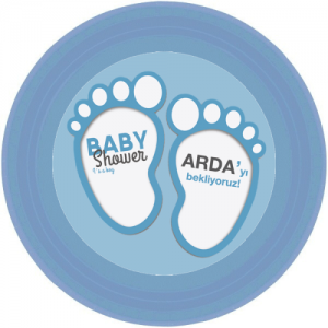 Baby Shower partileriniz için 15cm sticker baskı. Düz renkli kullan at kağıt ve plastik parti tabaklarıyla birlikte kullanabilirsiniz.  Fiyata tabak dahil değildir! Bu sticker ları düz renk poşet