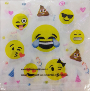 Emoji partisi konseptli 30x30cm kullan at kağıt peçete