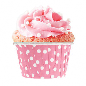 Pembe Puantiyeli Cupcake Kapsülü 50'li